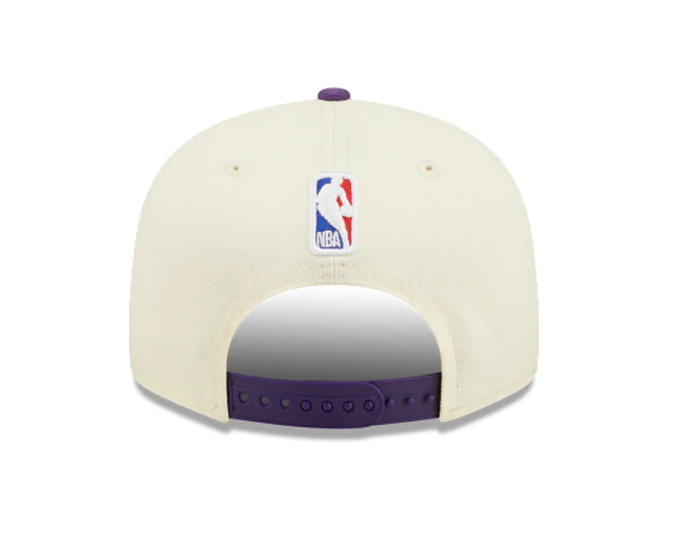 Los Angeles Lakers New Era 2022 NBA Draft 9FIFTY Snapback Adjustable Hat - Cream/Purple
