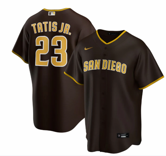 Nike Men's Replica San Diego Padres Fernando Tatis Jr. Cool Base Brown Jersey