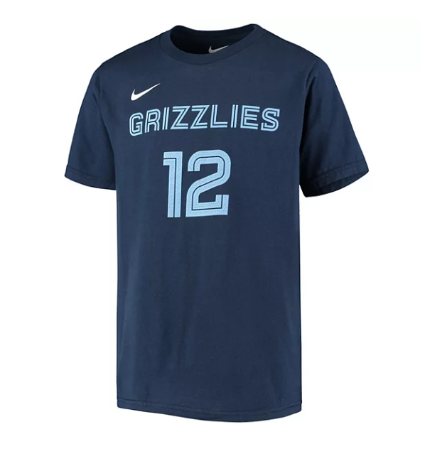 Youth Nike Ja Morant Navy Memphis Grizzlies Icon Name & Number T-Shirt
