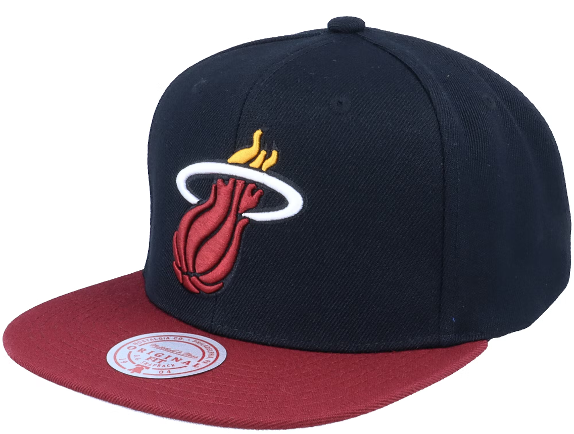 Men's Miami Heat Mitchell & Ness 2-Tone 2.0 Snapback Hat-Black/Maroon