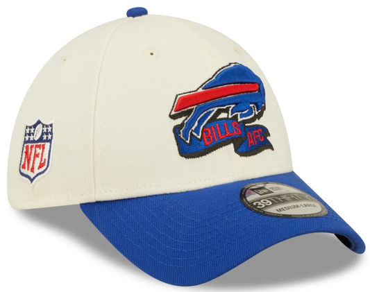 Men's Buffalo Bills New Era Cream/Royal 2022 Sideline 39THIRTY Flex Hat