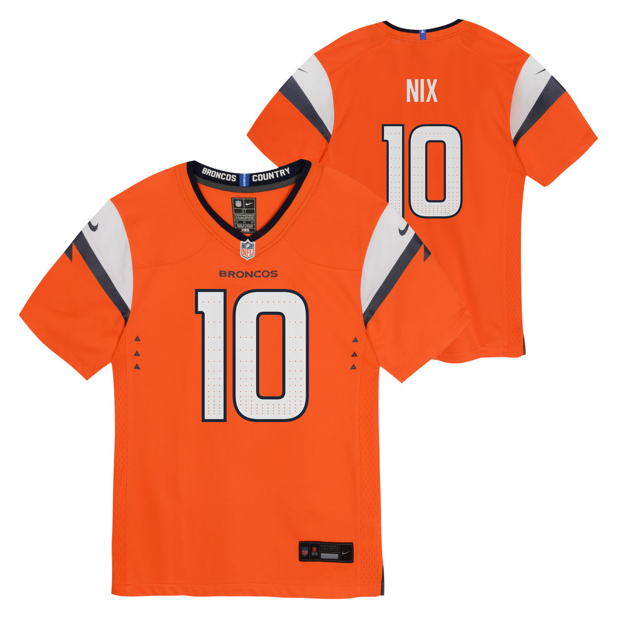 Child Denver Broncos Bo Nix Orange Home Nike Game Jersey