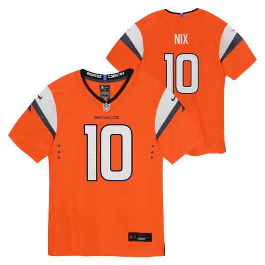 Child Denver Broncos Bo Nix Orange Home Nike Game Jersey