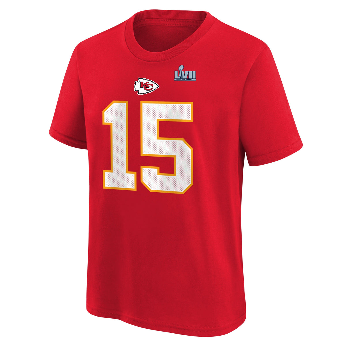 Youth Kansas City Chiefs Patrick Mahomes Nike Red Super Bowl LVII Name & Number T-Shirt