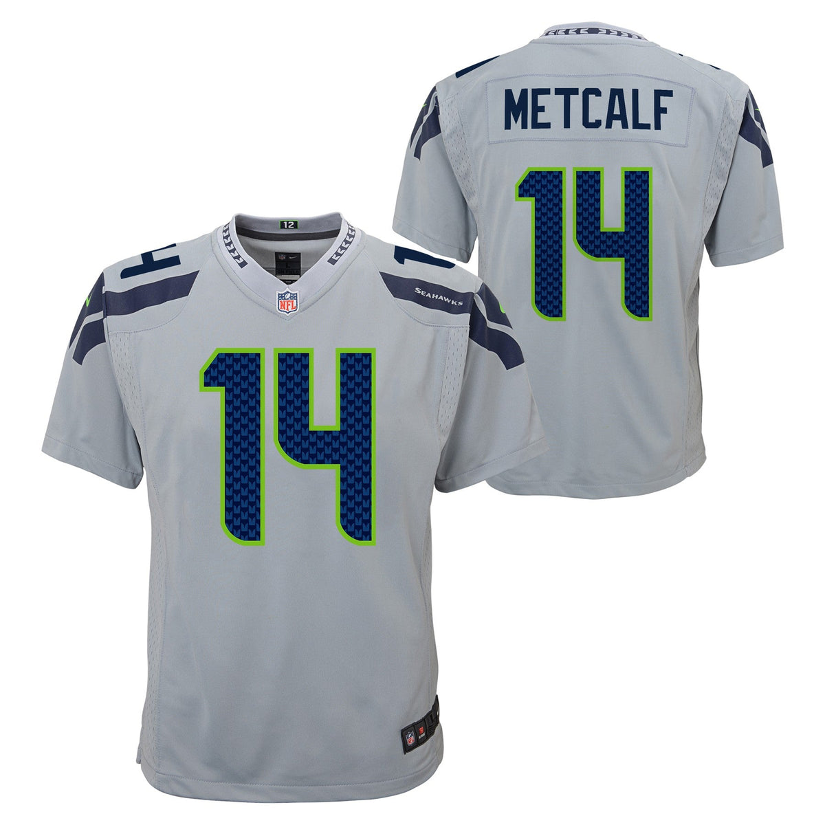 Youth DK Metcalf Seattle Seahawks Nike Wolf Gray Alternate Game Jersey