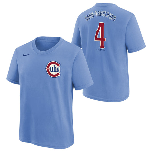 Youth Chicago Cubs Pete Crow-Armstrong Blues 2nd Alternate Nike FUSE Name And Number Tee
