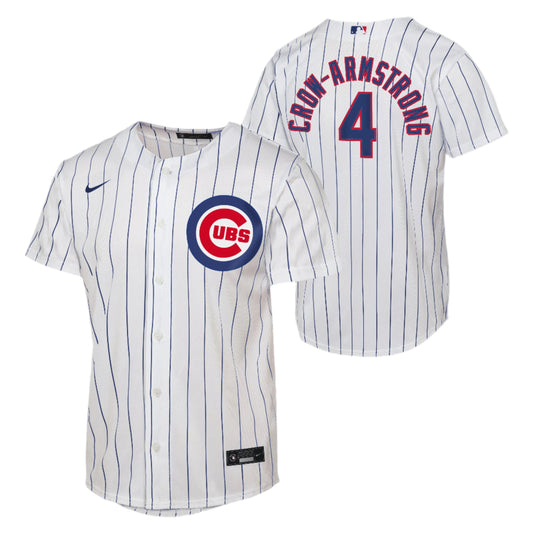 Youth Nike Pete Crow-Armstrong #4 Chicago Cubs White Home Game Replica Jersey