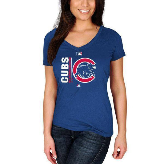 Women's Chicago Cubs Majestic Royal Authentic Collection Team Icon V-Neck T-Shirt