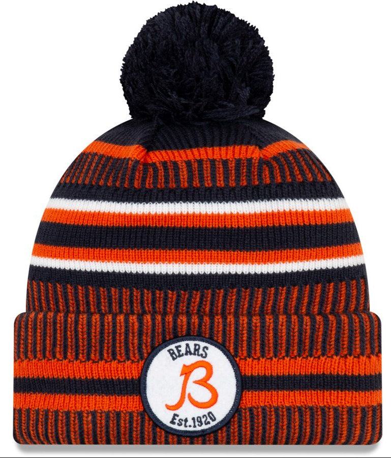 Men's New Era Navy/Orange Chicago Bears 19 NFL Sideline Home Official Sport Knit Hat