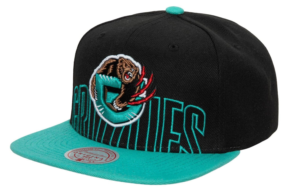 Men's Vancouver Grizzlies Mitchell & Ness 2 Tone Black and Teal Low Big Face Hardwood Classics Snapback Hat
