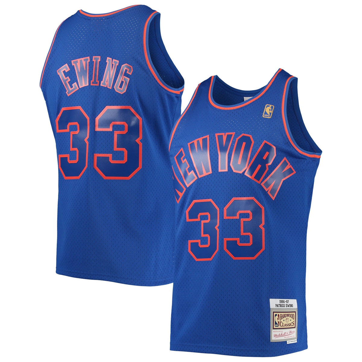 Men's New York Knicks Patrick Ewing Mitchell & Ness Blue 1996-97 Hardwood Classics Swingman Jersey