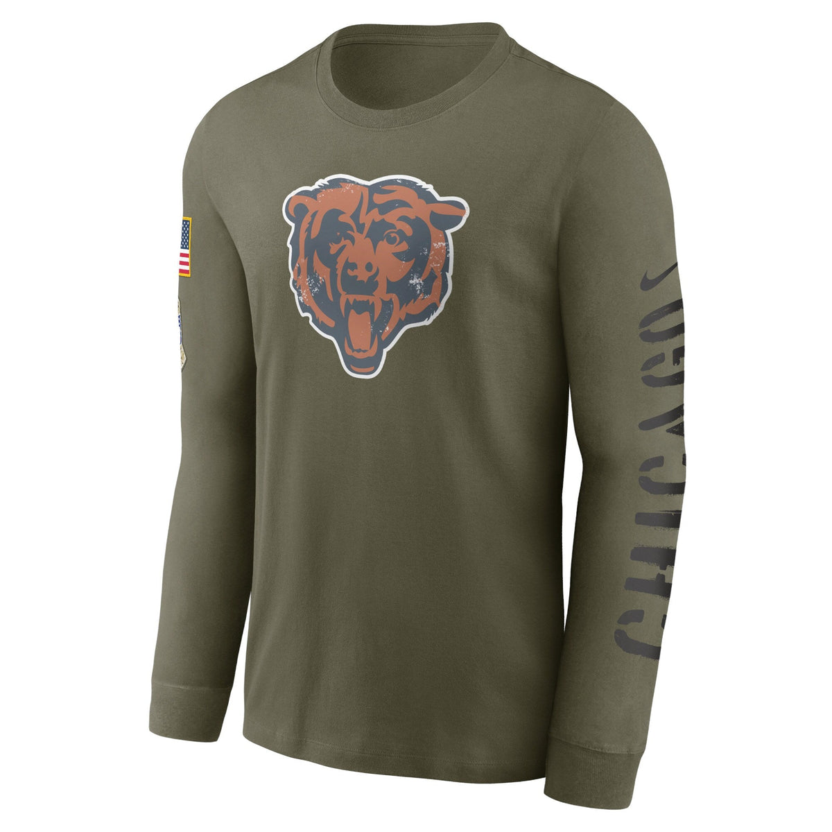 Men's Chicago Bears Nike Olive Salute To Service Long Sleeve T-Shirt