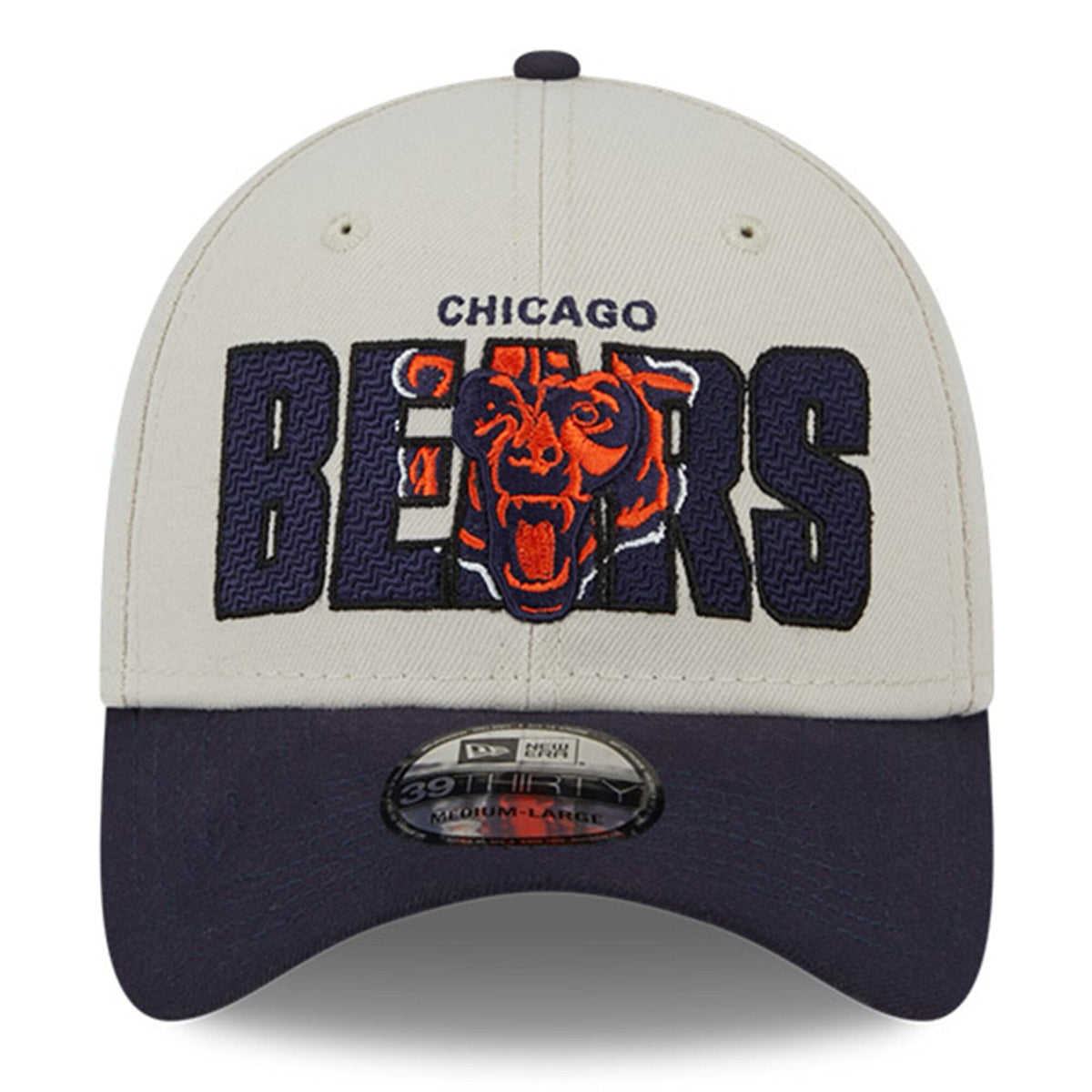 Men's Chicago Bears New Era Stone/Navy 2023 NFL Draft 39THIRTY Flex Hat