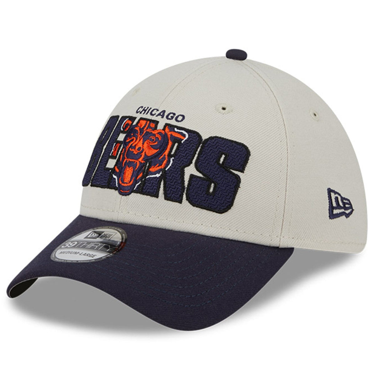 Men's Chicago Bears New Era Stone/Navy 2023 NFL Draft 39THIRTY Flex Hat