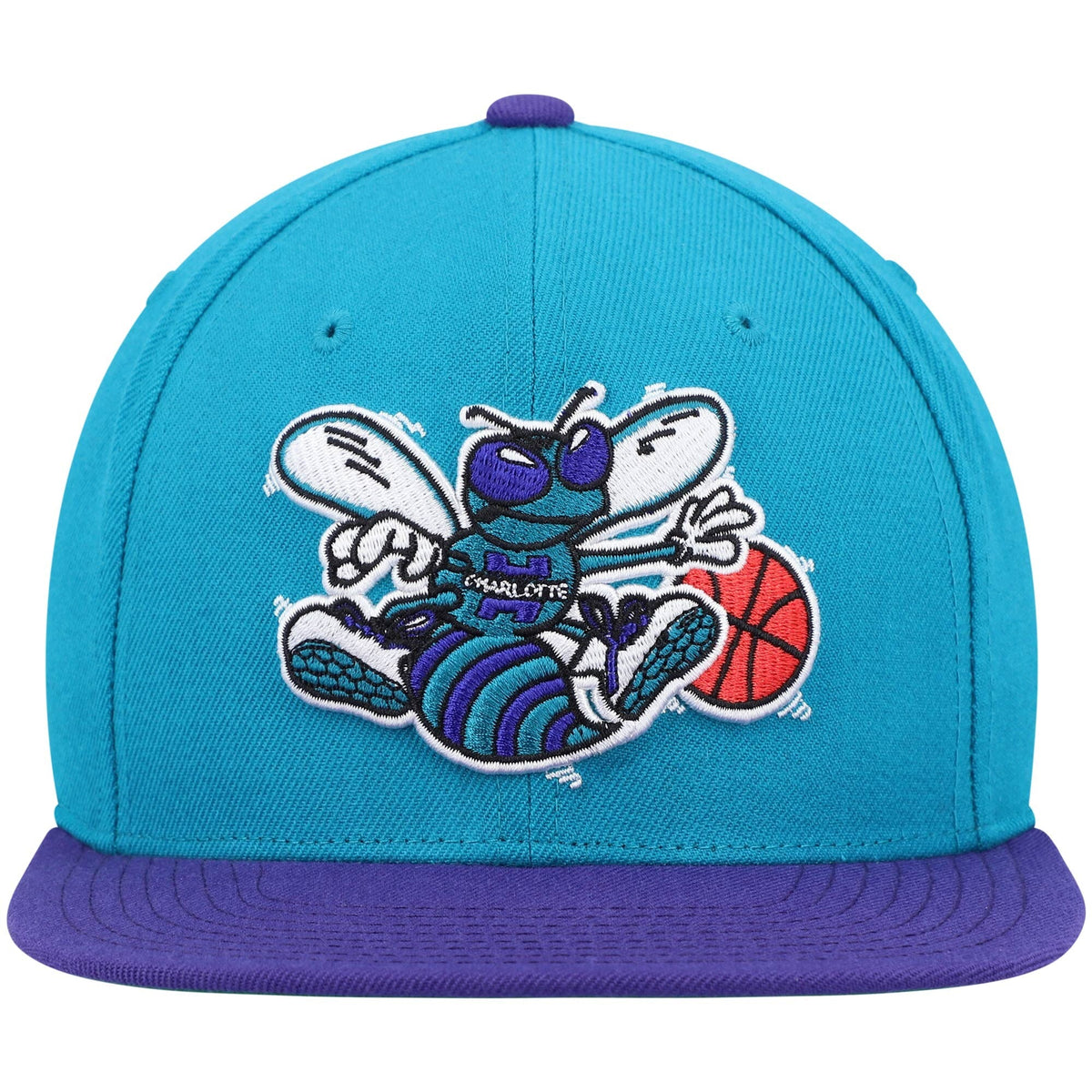 Men's Charlotte Hornets Mitchell & Ness 2 Tone Teal/ Purple Hardwood Classics 2.0 Snapback Adjustable Hat