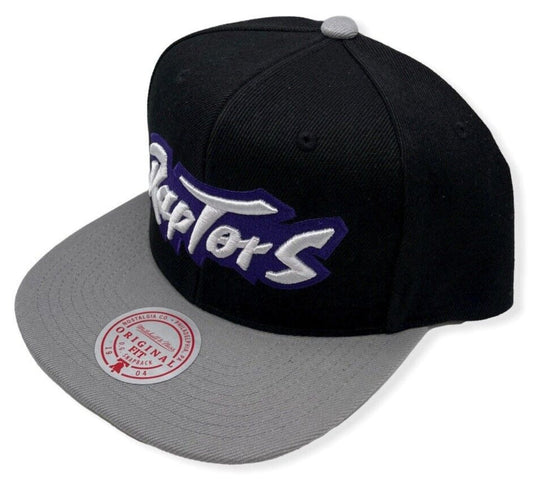 Men's Toronto Raptors NBA Core Basic Script 2 Tone Black/Gray Mitchell & Ness Snapback Hat