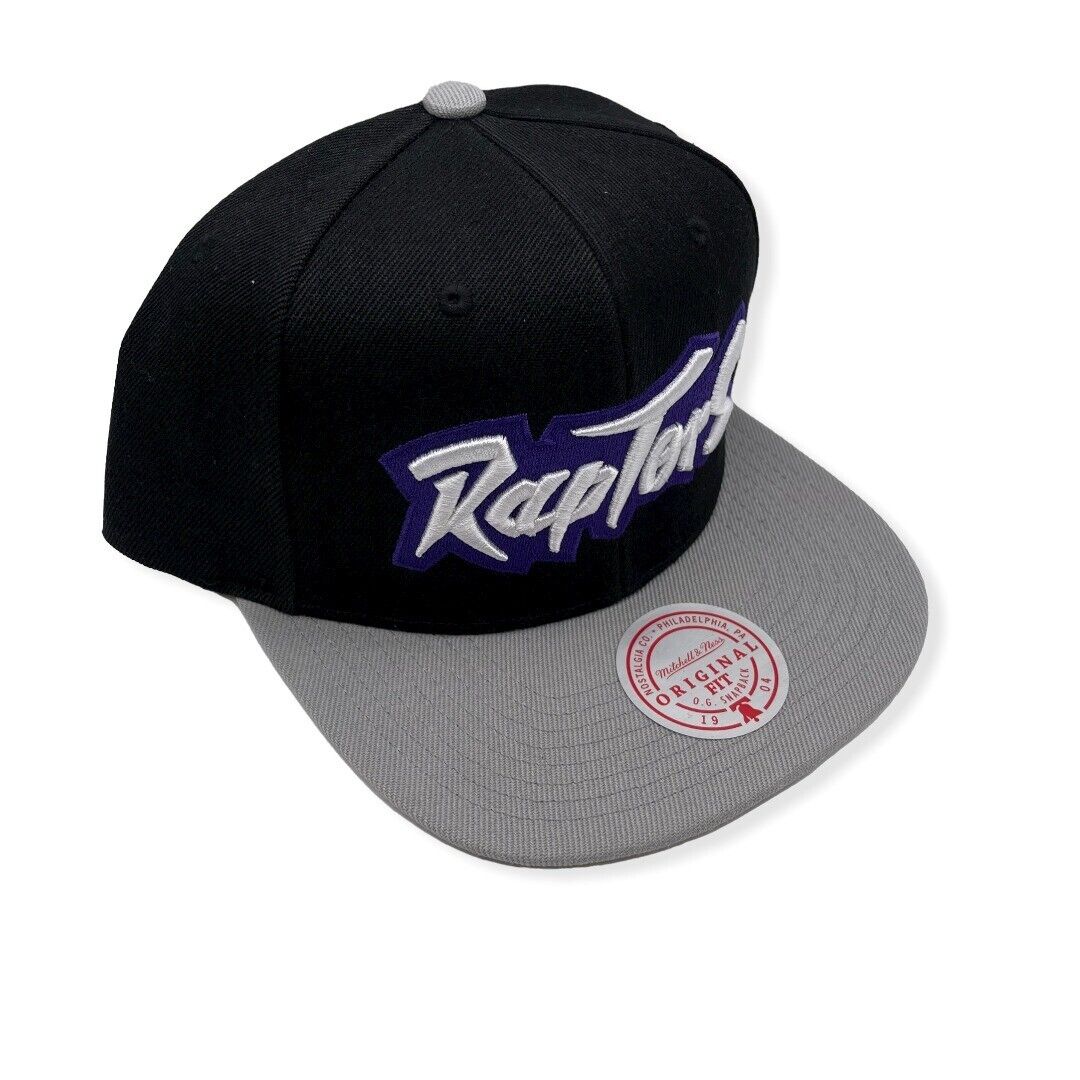 Men's Toronto Raptors NBA Core Basic Script 2 Tone Black/Gray Mitchell & Ness Snapback Hat