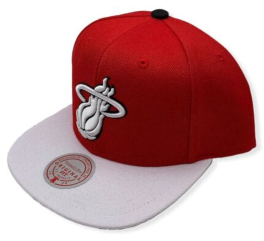 Men's Miami Heat NBA 2 Tone Cardinal Red/White Mitchell & Ness Snapback Hat
