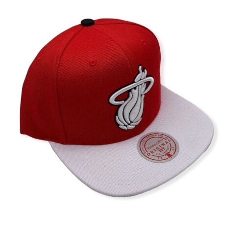 Men's Miami Heat NBA 2 Tone Cardinal Red/White Mitchell & Ness Snapback Hat