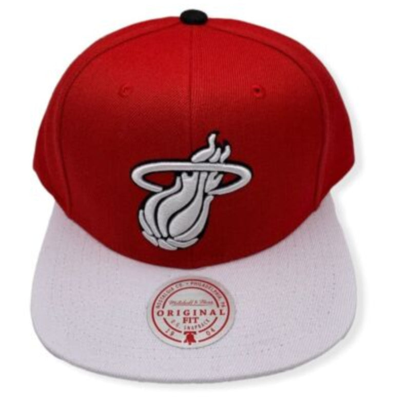 Men's Miami Heat NBA 2 Tone Cardinal Red/White Mitchell & Ness Snapback Hat