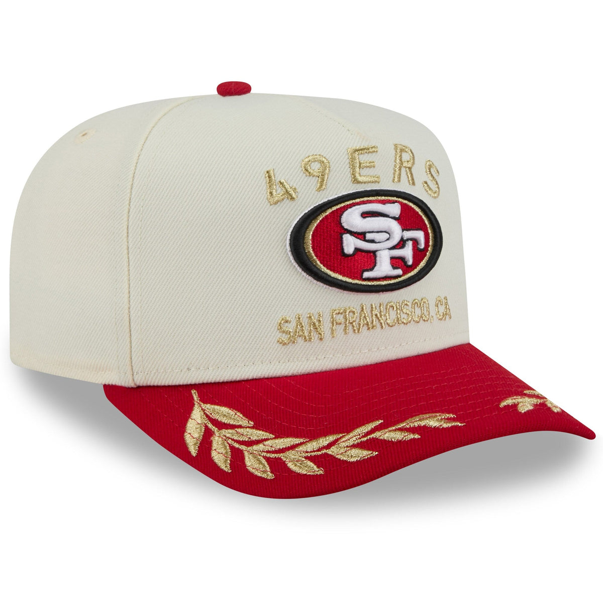 Men's San Francisco 49ers New Era 2025 NFL Draft Cream/Scarlet A-Frame 9FIFTY Snapback Adjustable Hat