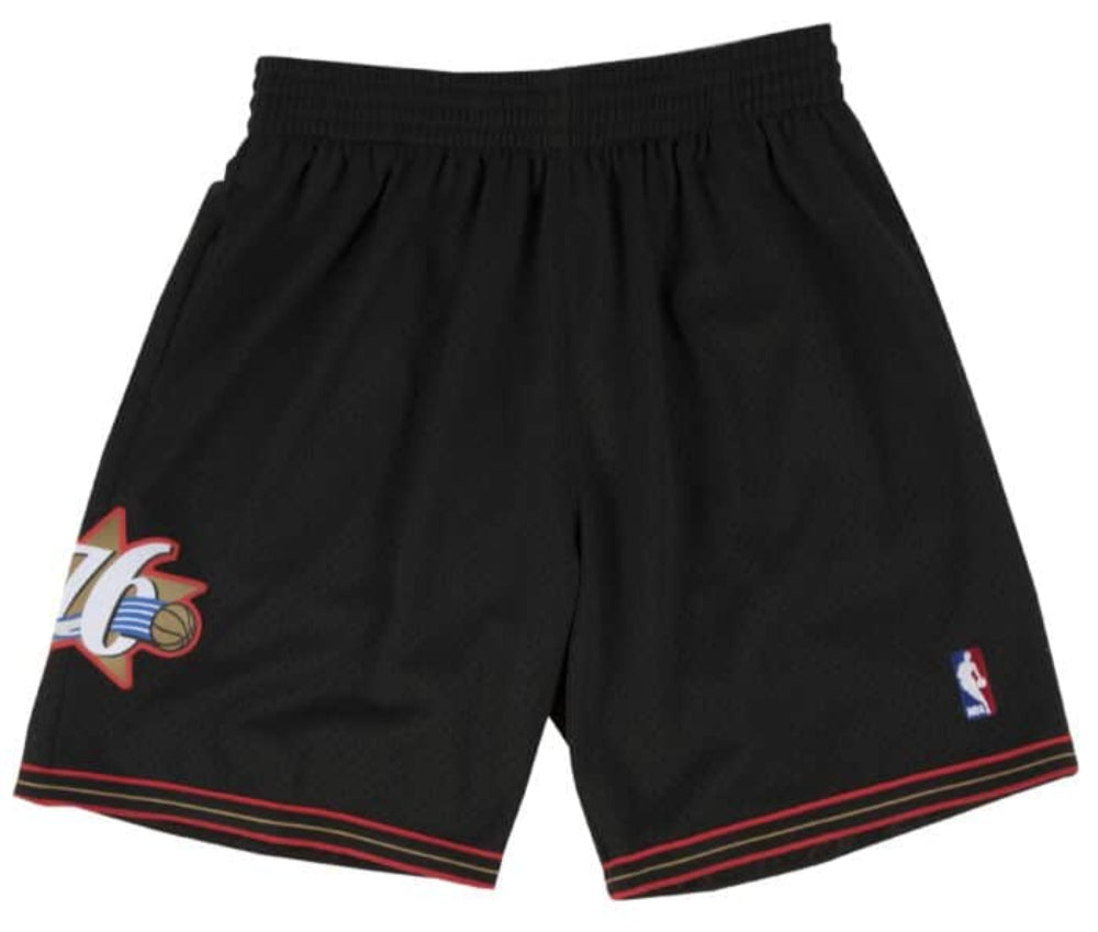 Men's Philadelphia 76ers Mitchell and Ness Hardwood Classics Black 2000-01 Swingman Shorts
