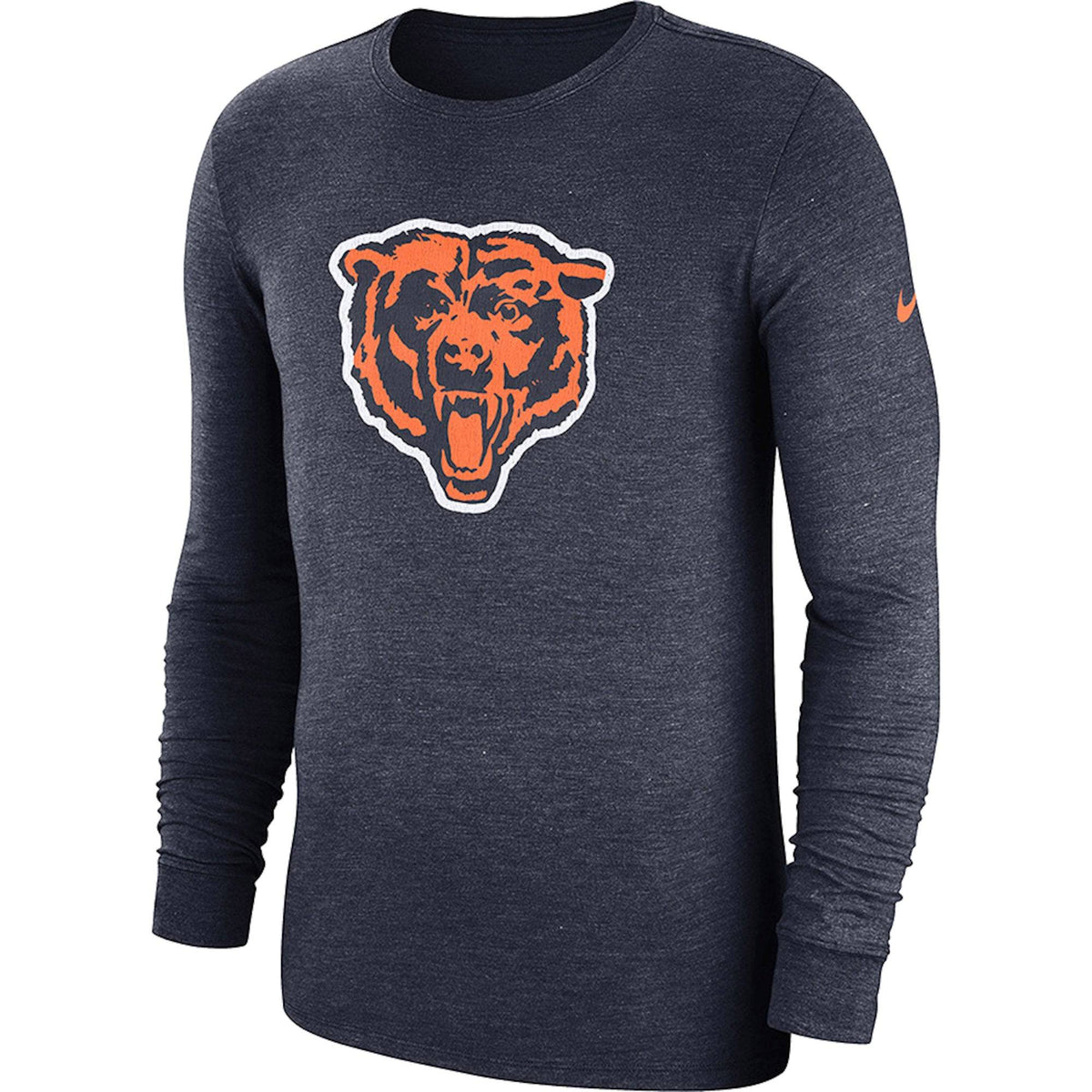 Men's Chicago Bears Nike Navy Fan Gear Crackle Historic Tri-Blend Long Sleeve T-Shirt