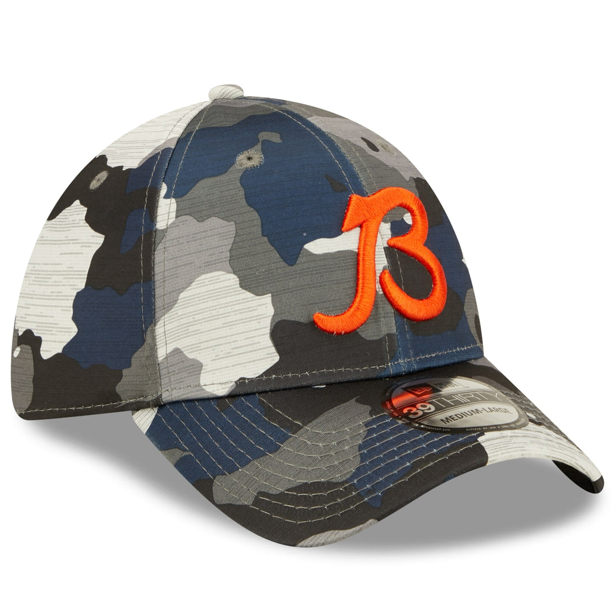 Men's Chicago Bears New Era Camo 2022 NFL Training Camp Official Script 39THIRTY Flex Hat