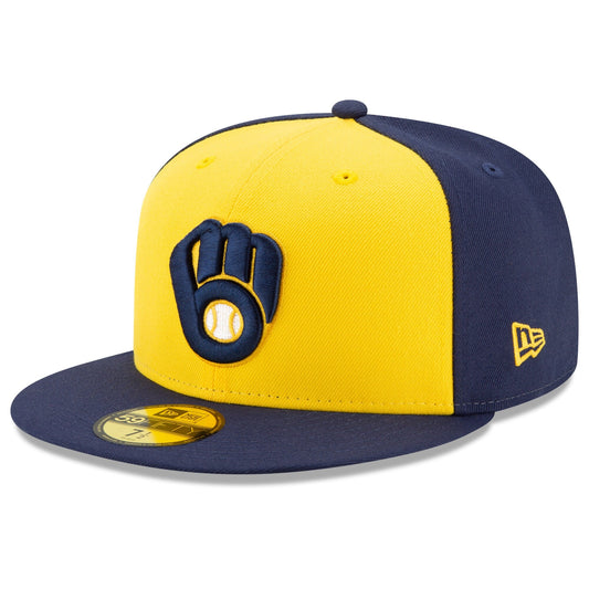 Men's Milwaukee Brewers New Era Navy/Yellow Alternate Authentic Collection On-Field 59FIFTY Fitted Hat