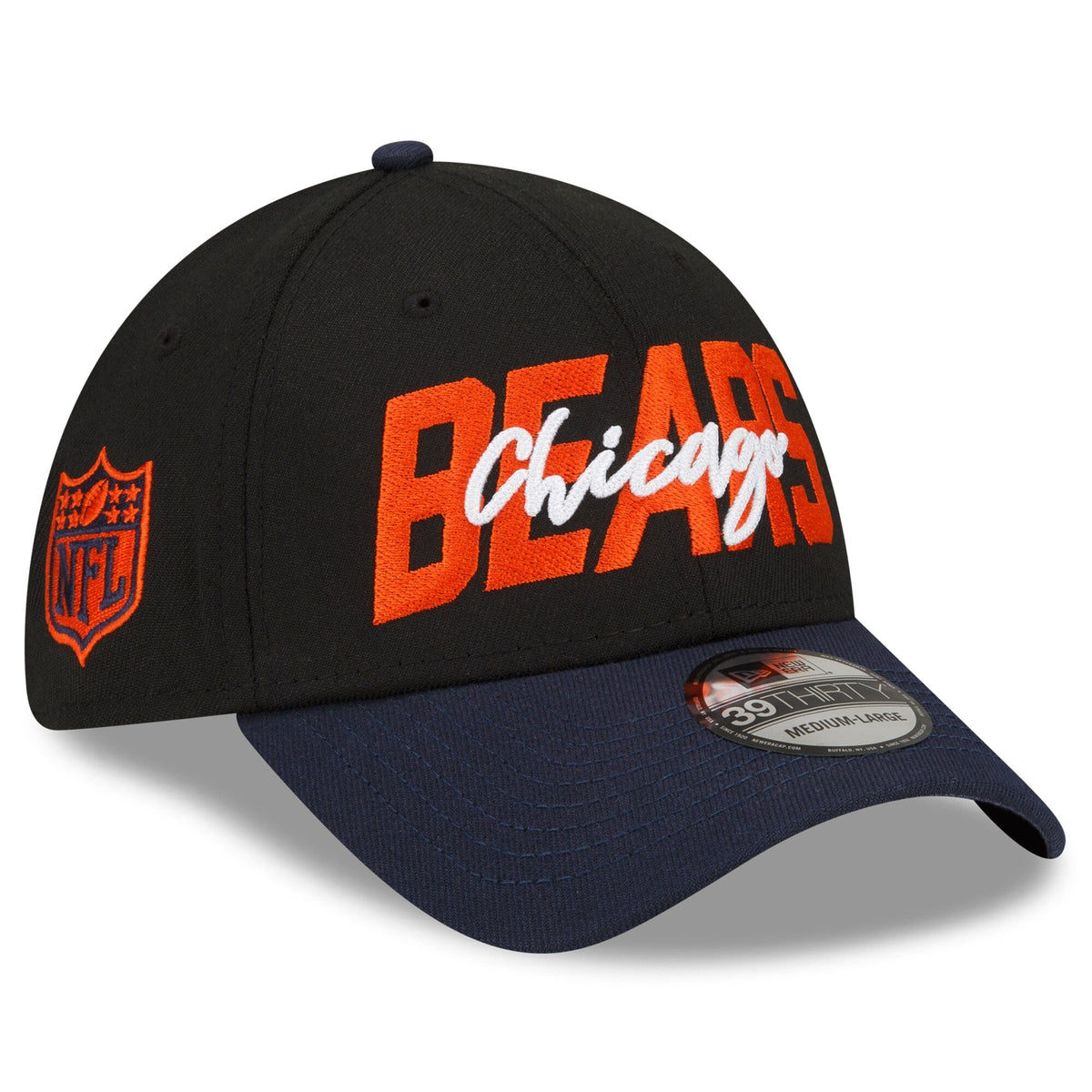 Men's Chicago Bears New Era Black/Navy 2022 NFL Draft 39THIRTY Flex Hat