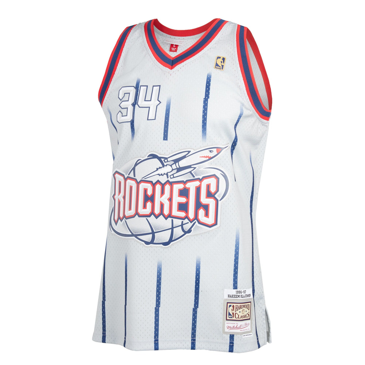 Men's Hakeem Olajuwon Houston Rockets Mitchell & Ness 1996-97 Hardwood Classics Reload 2.0 Swingman Jersey - Gray