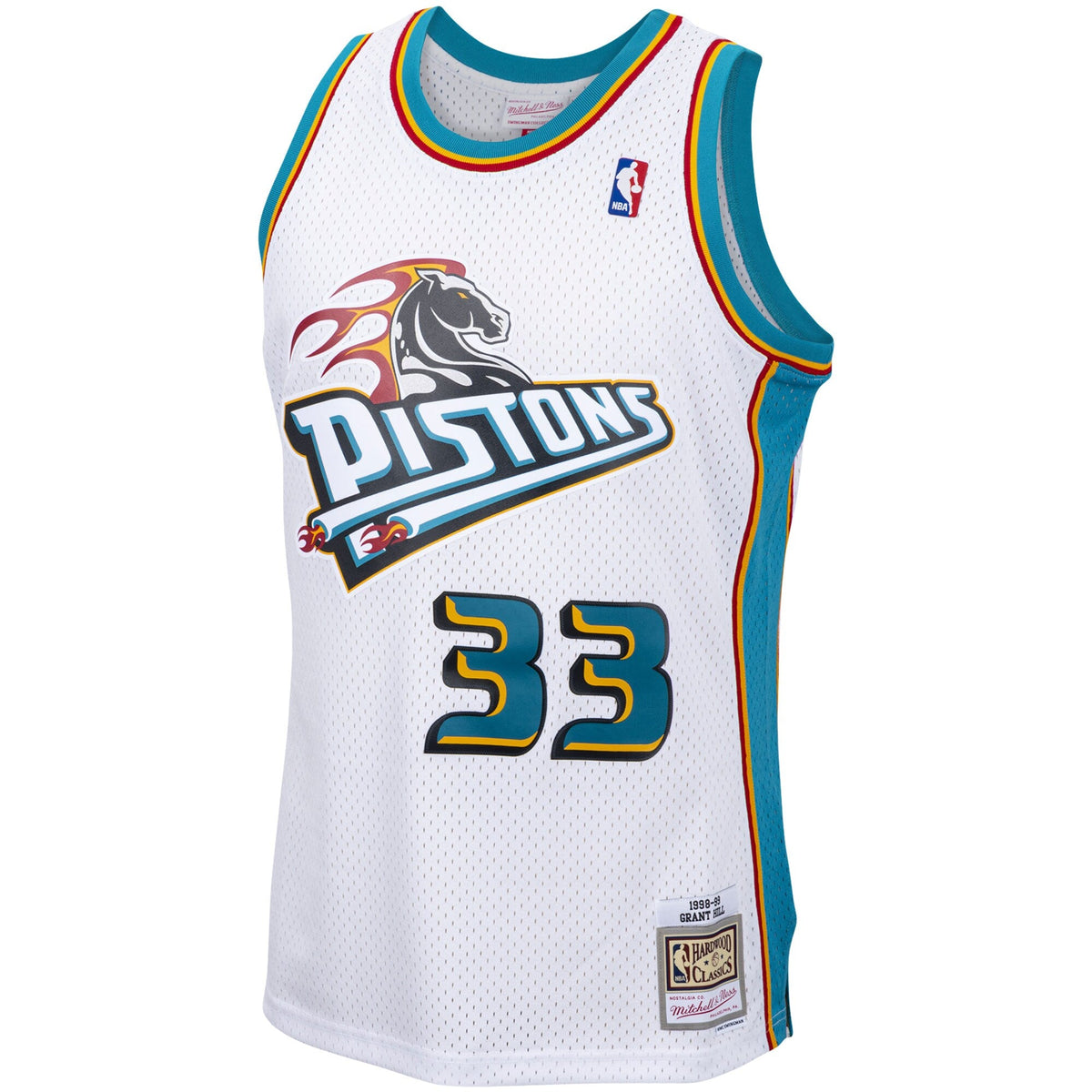Men's Detroit Pistons Grant Hill Mitchell & Ness White 1998-99 Hardwood Classics Swingman Jersey