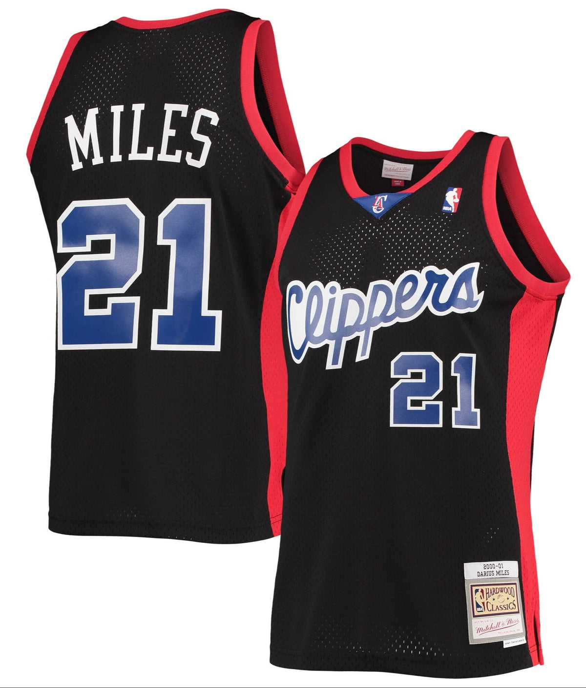 Men's LA Clippers Darius Miles Mitchell & Ness Black Hardwood Classics Reload 2.0 Swingman Jersey