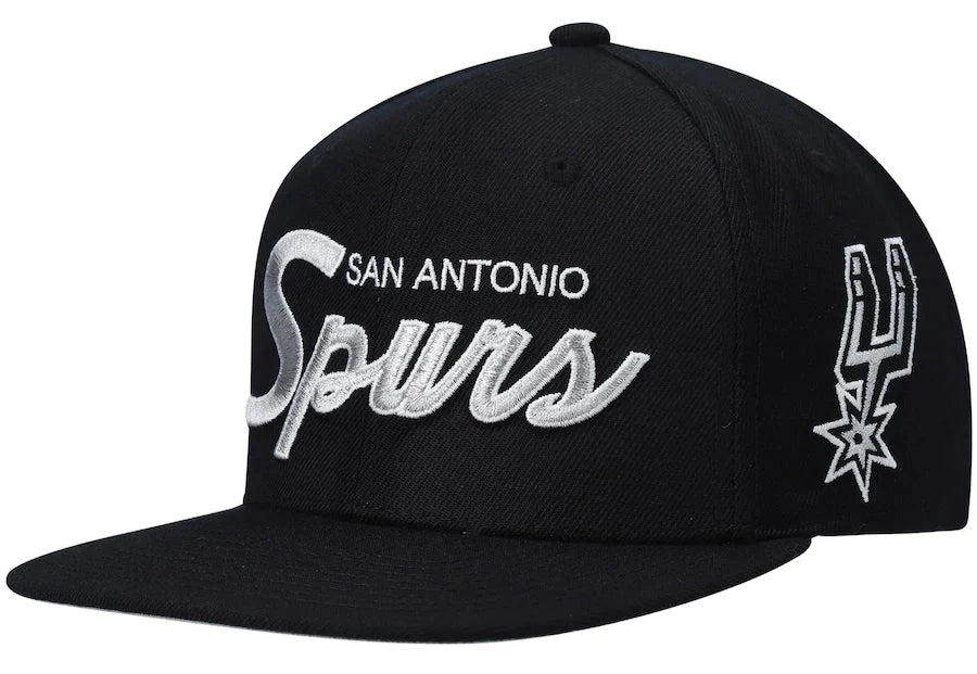 San Antonio Spurs Team Script 2.0 Black Mitchell & Ness Snapback Hat