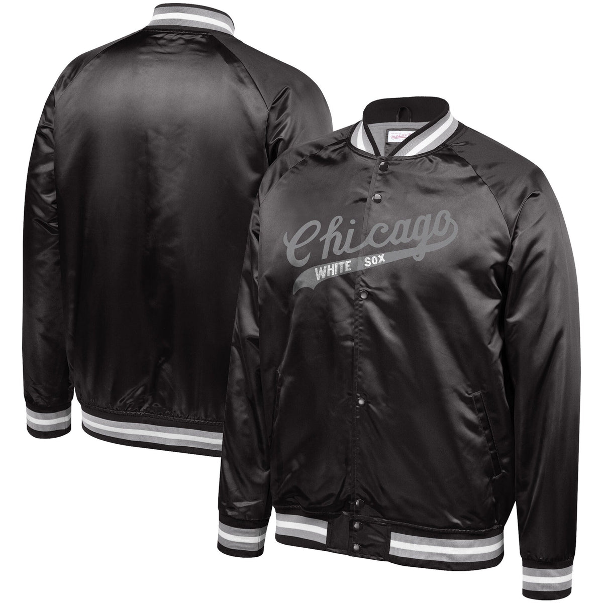 Men's Chicago White Sox Mitchell & Ness Cooperstown Collection Black Satin Full-Snap Jacket